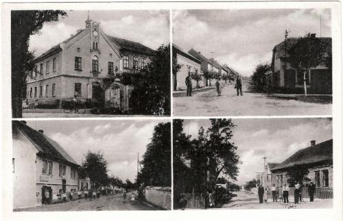 Líšťany r.1937,(škola, ul. Kašlíkov, Cítolibská a&nbsp;Zeměšská